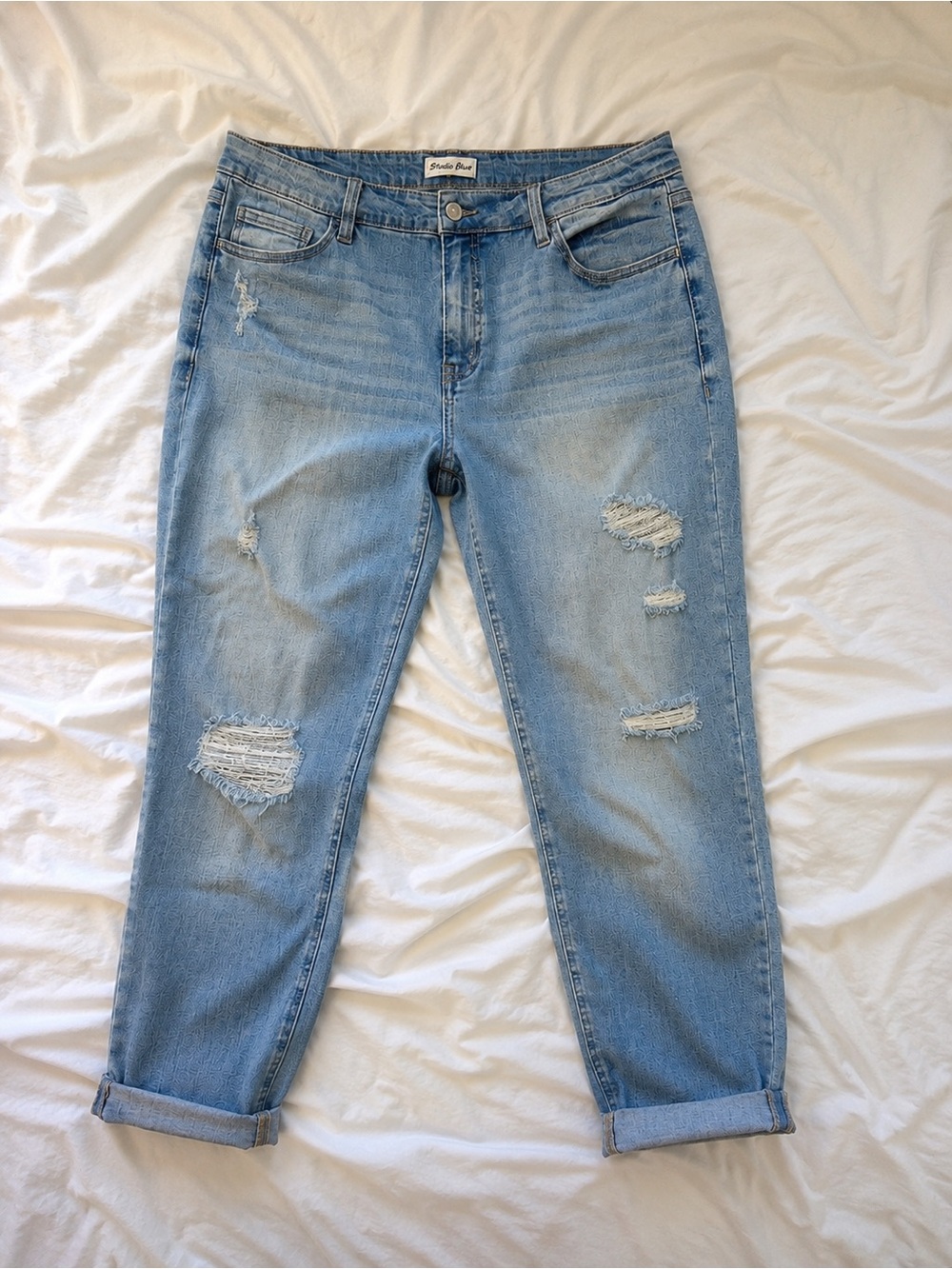 Distressed Light Blue Boyfriend Jeans by Goodfellow & Co.